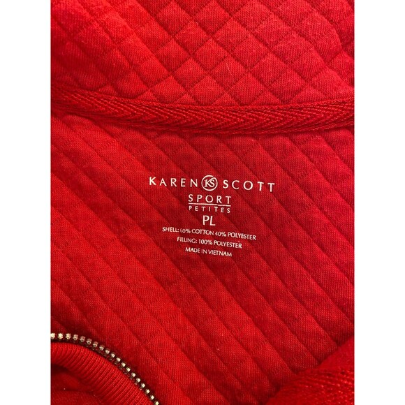 Karen Scott Sport Vest Red Women’s Petite Large Quilted Zipper Front - Picture 10 of 12